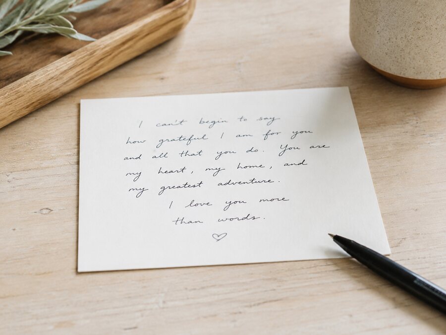 Handwritten note card ready to photograph